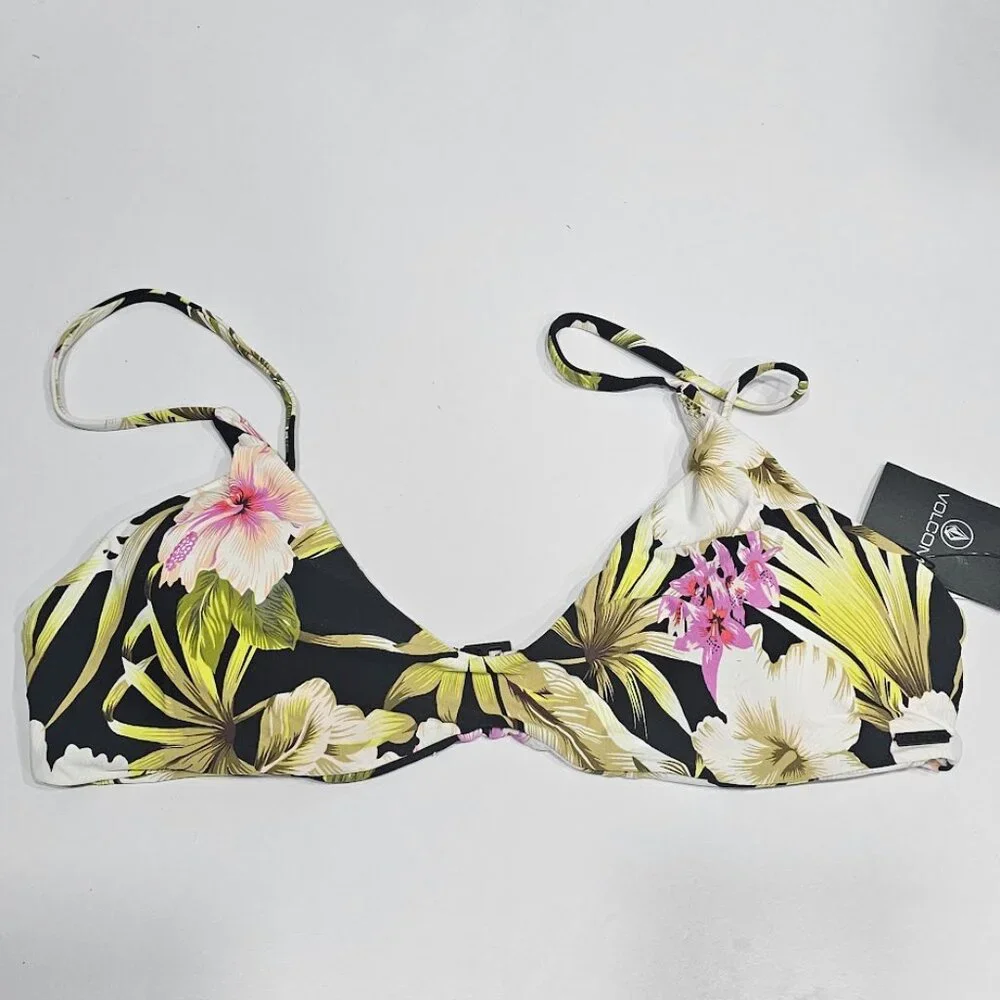 Volcom Shore She Can Scoop-Neck Bikini Top Size Large - Picture 5 of 8